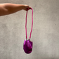 Metallic pink hand-braided leather strap