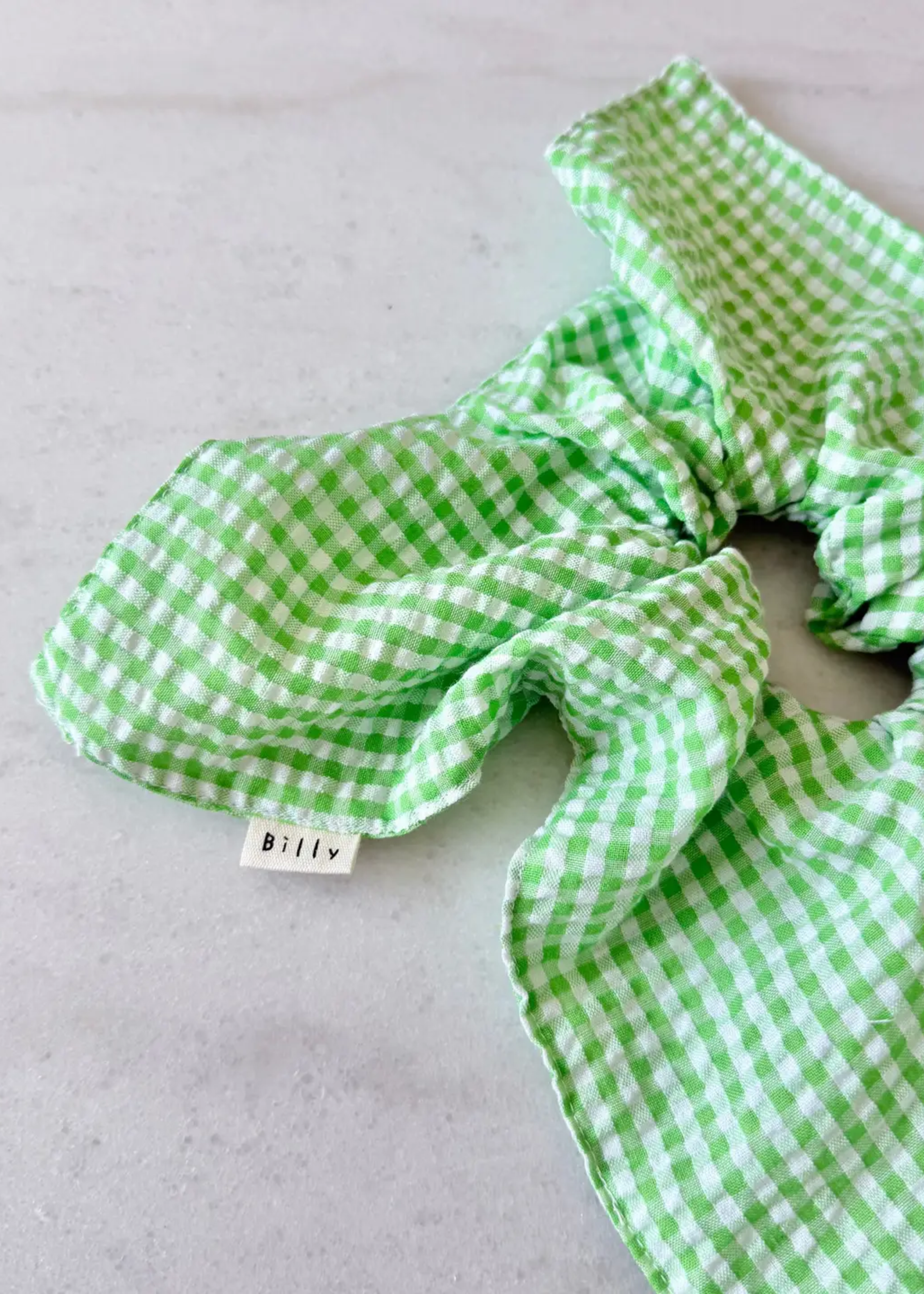 Mini gingham diamond scrunchy, green