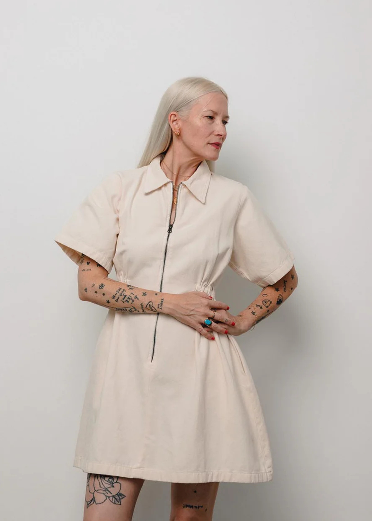 Utility dress, oatmilk