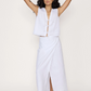 Tie front vest, white linen