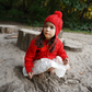 Kids bubble hat, red