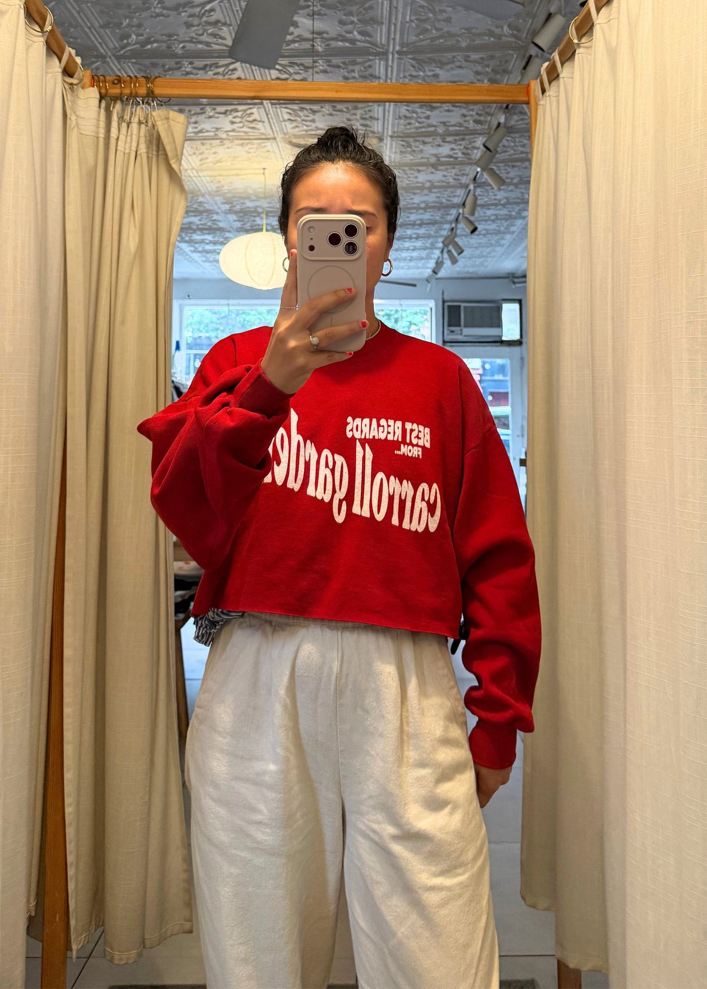 Neighborhood postcard upcycled sweatshirt, Carroll Gardens
