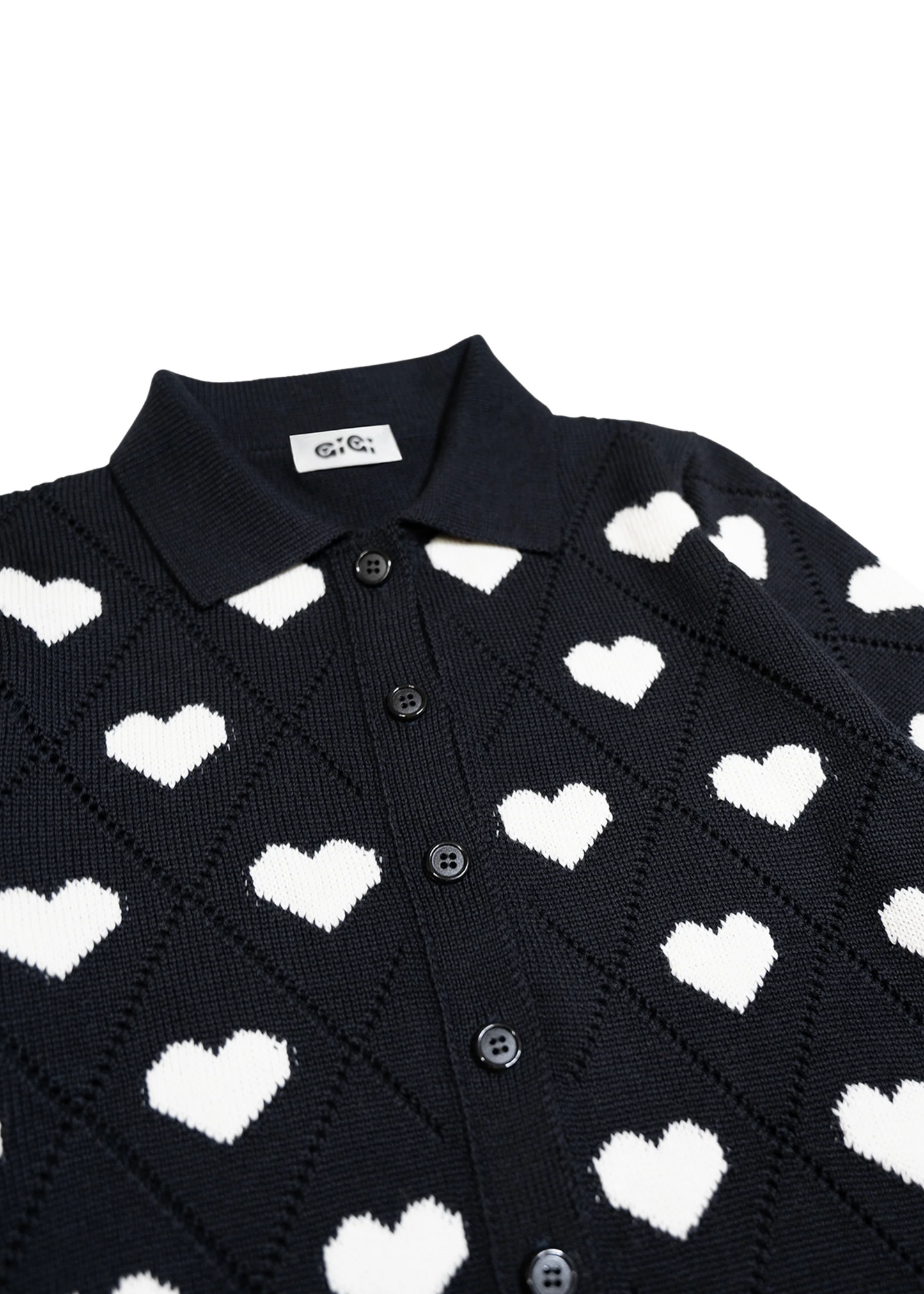Love polo cardigan, black/ivory