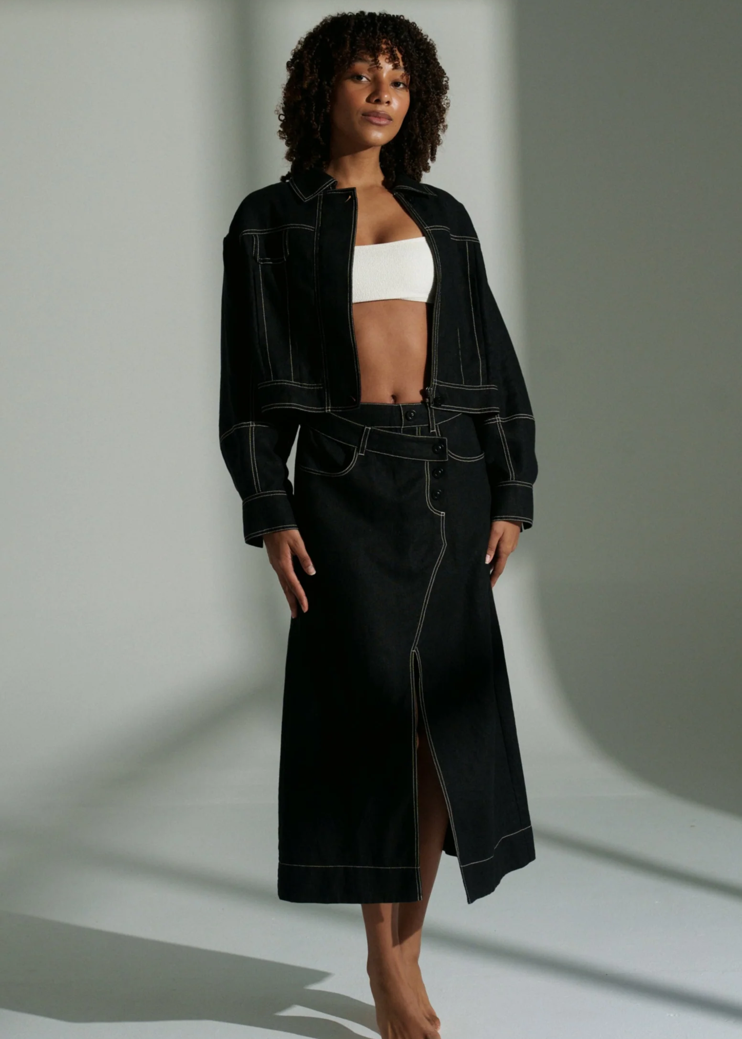 Jax linen skirt, black