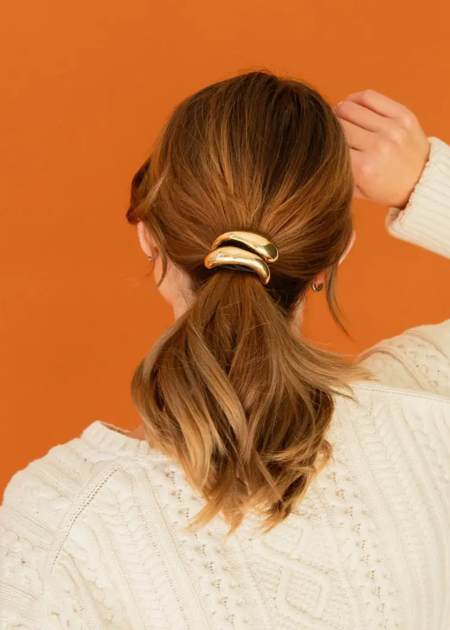 Abstract ponytail cuff, silver