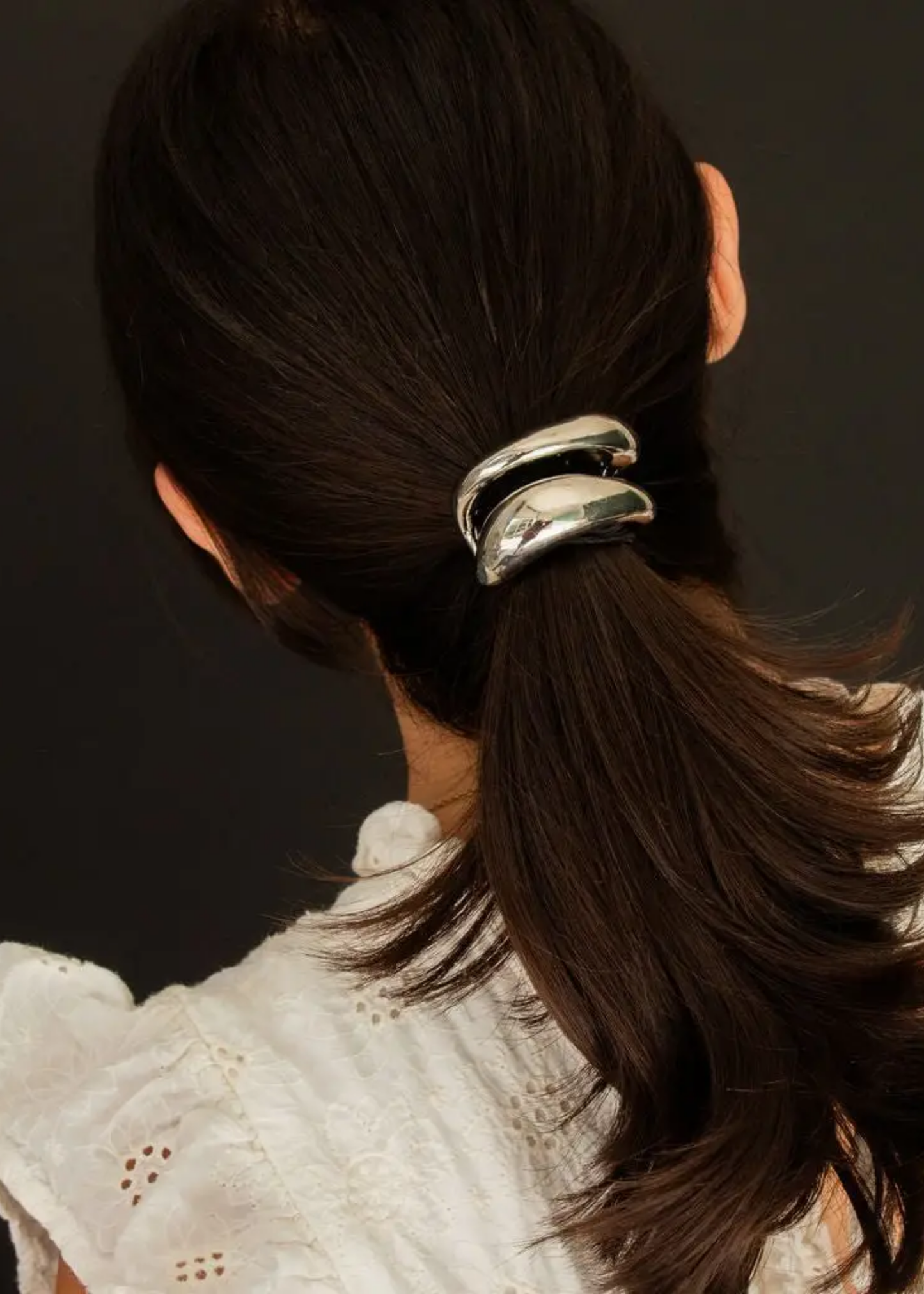 Abstract ponytail cuff, silver