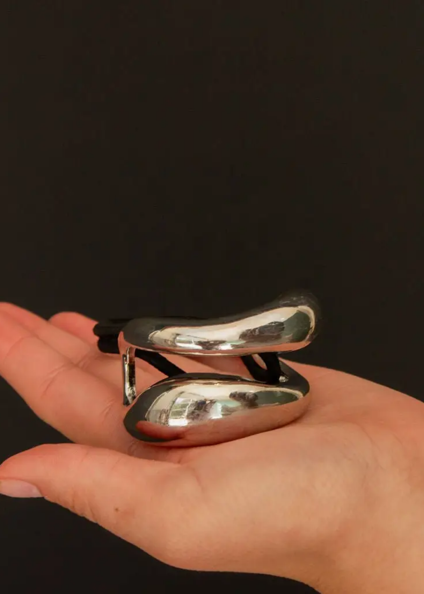 Abstract ponytail cuff, silver