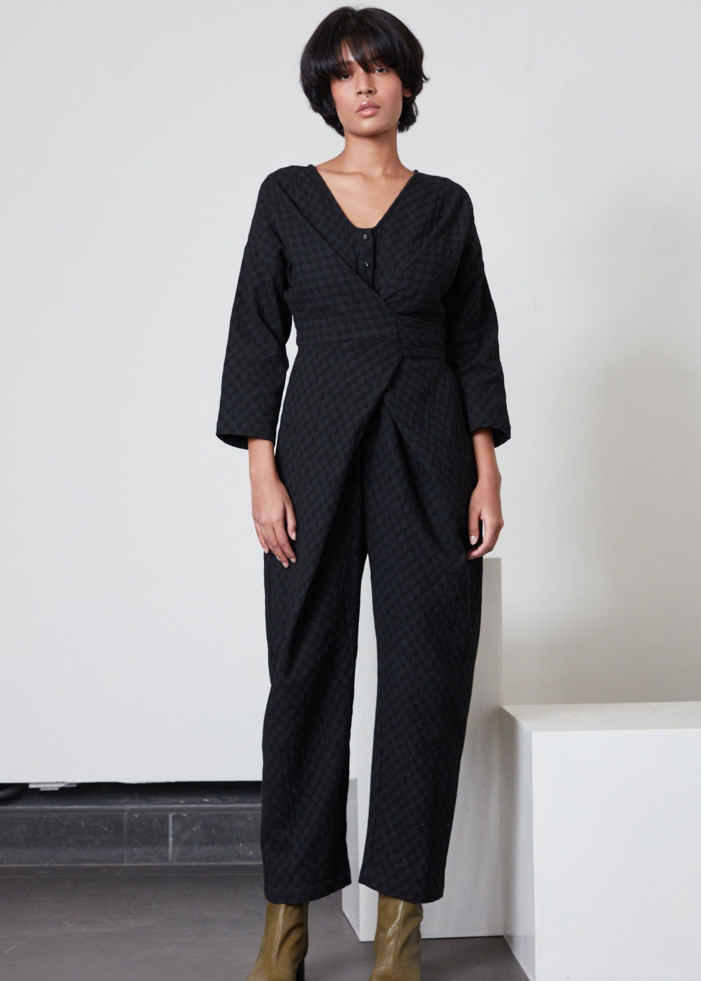 Venus wrap jumper, black