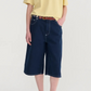Contrast stitching denim bermuda
