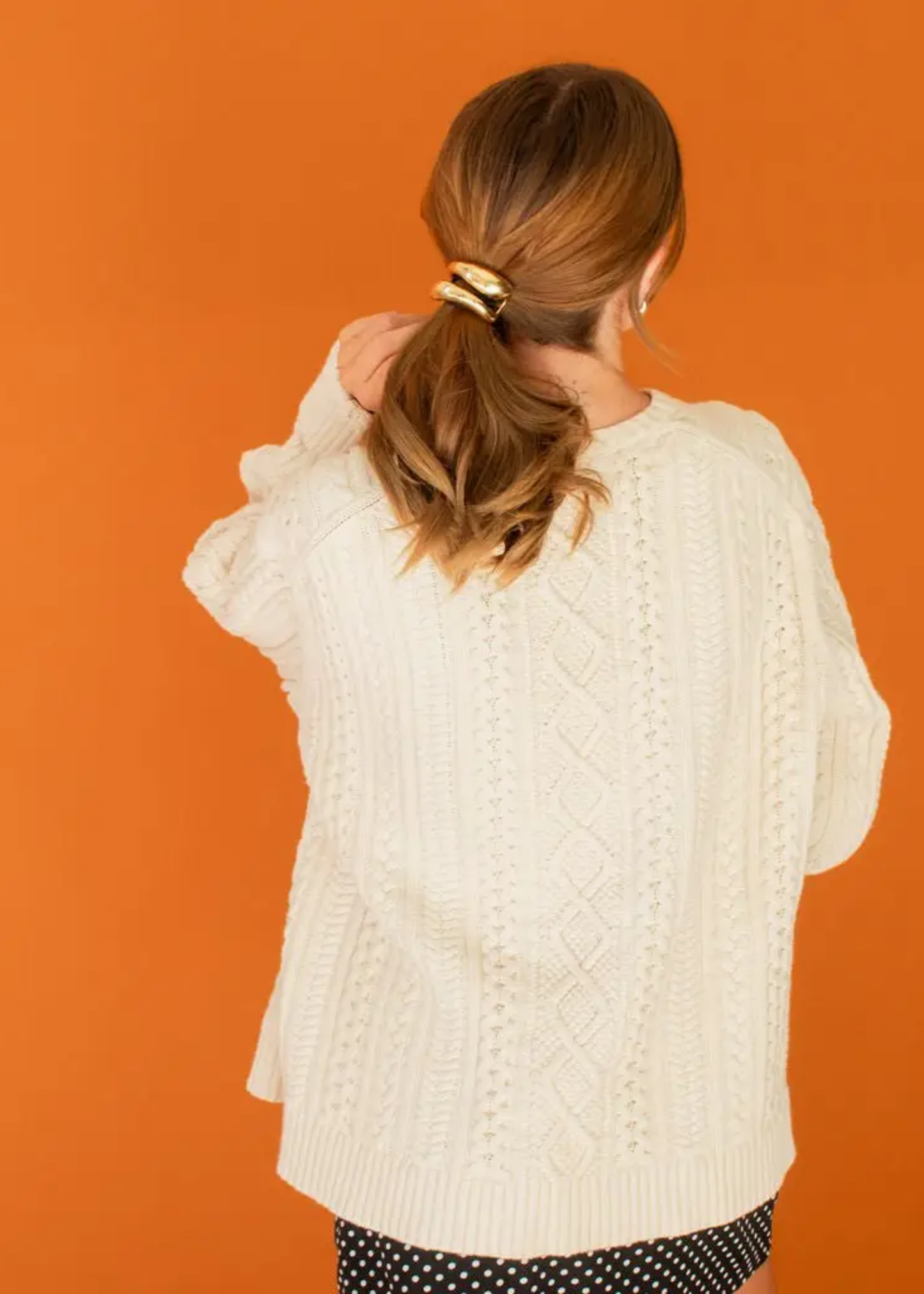 Abstract ponytail cuff, silver