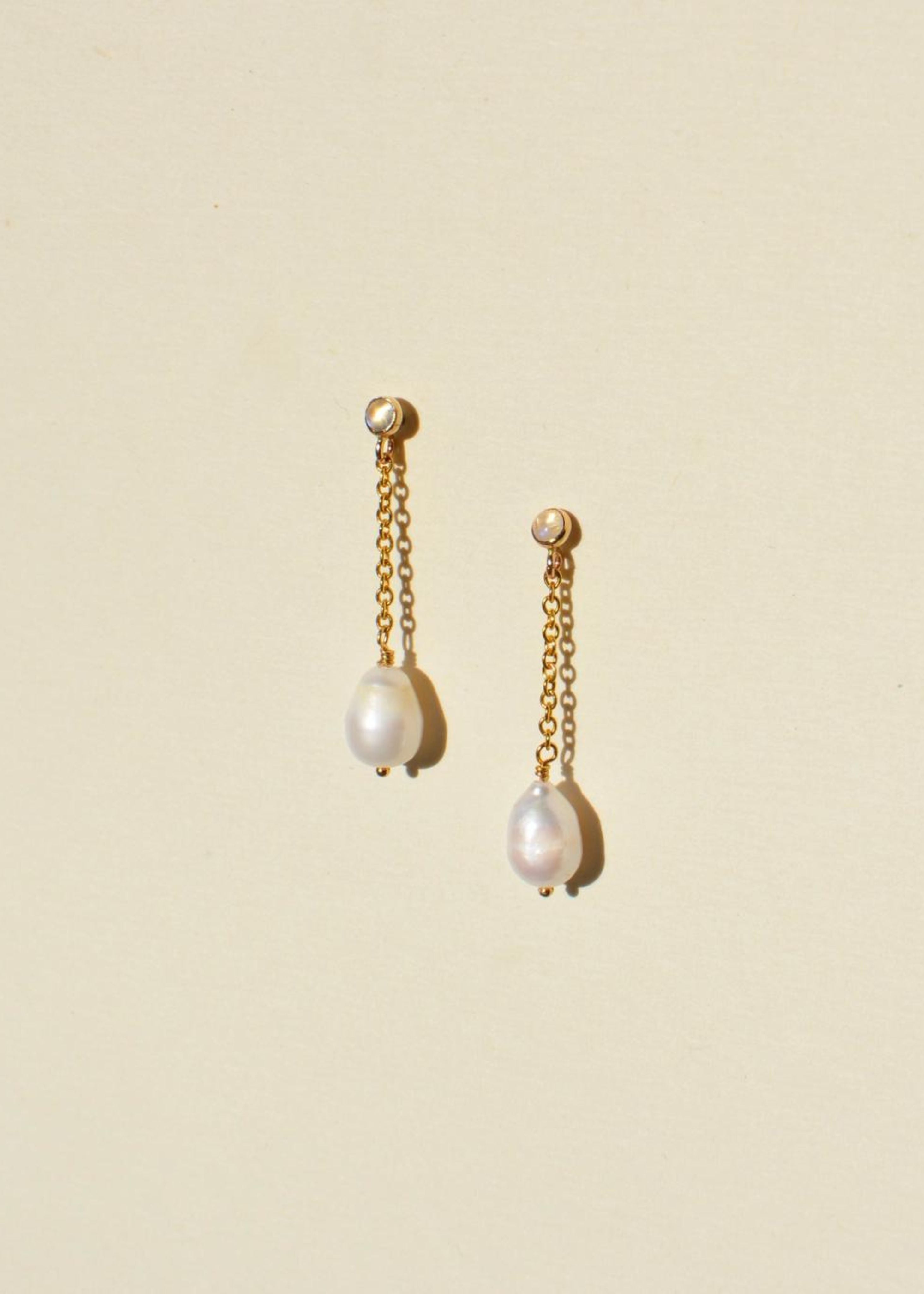 Moonstone pearl drop earrings