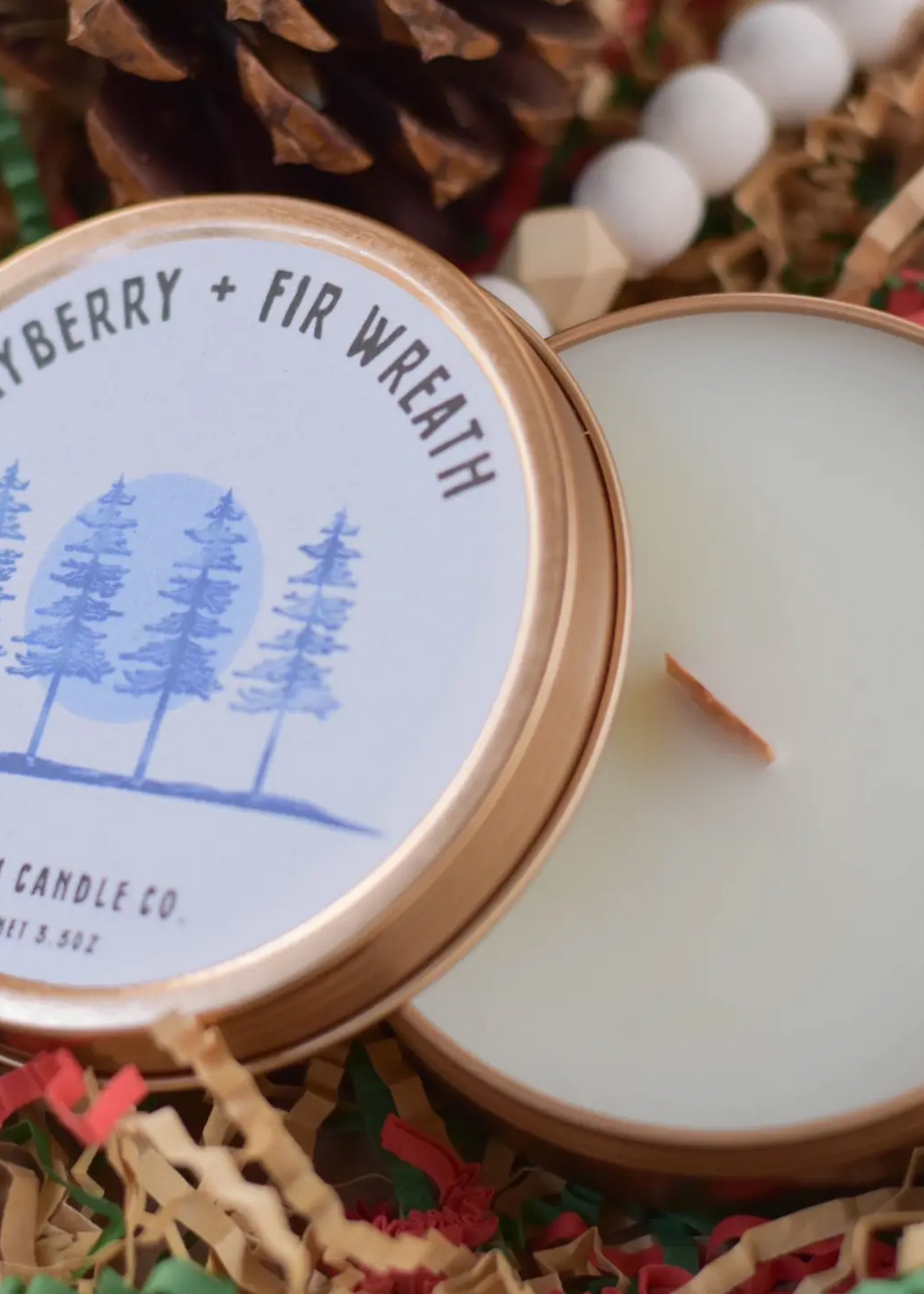 Bayberry + fire wreath candle
