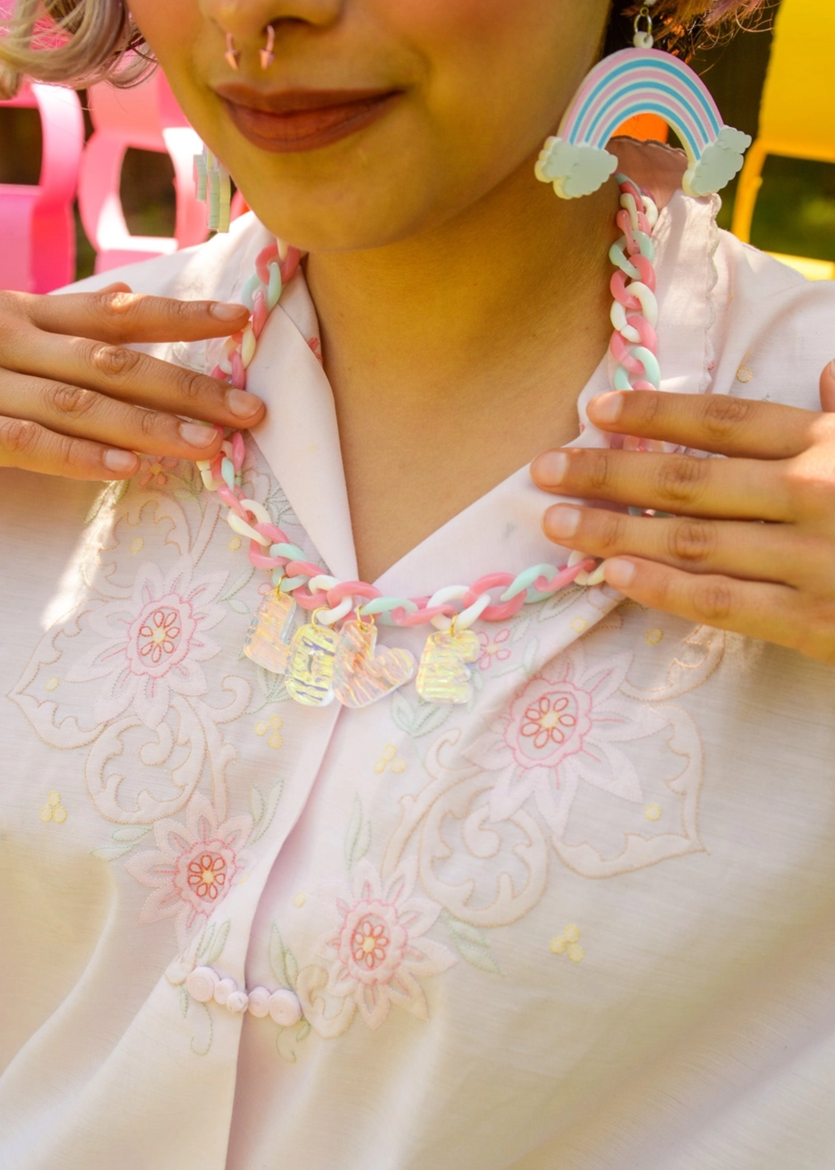Cotton candy love necklace