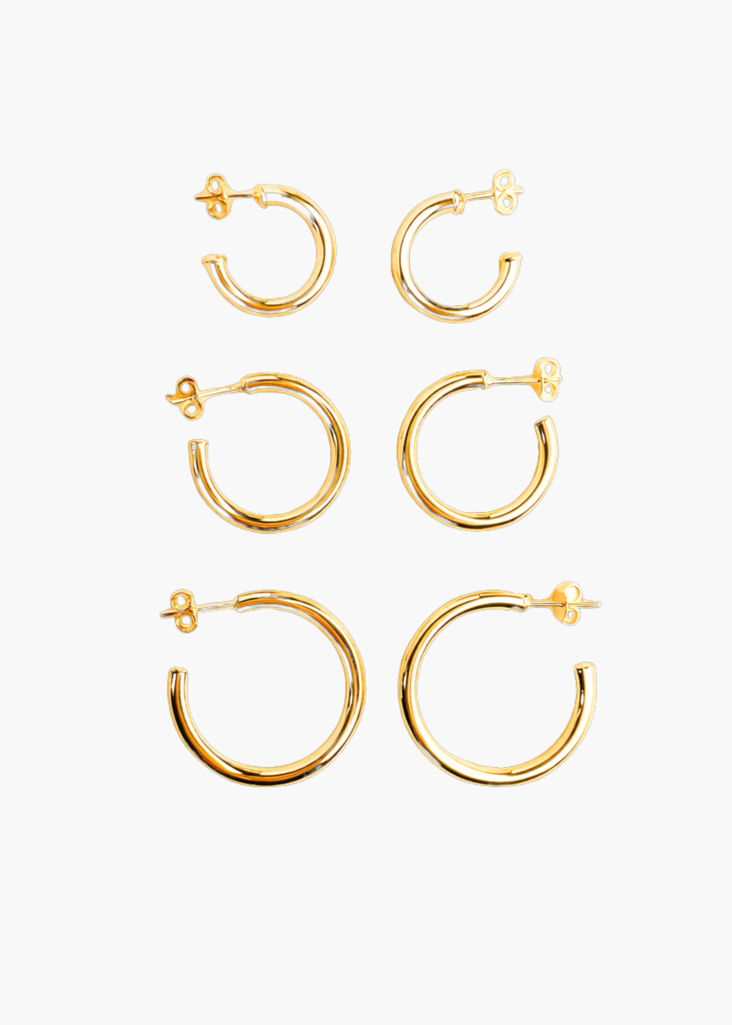 Classic tube earrings, 3 sizes