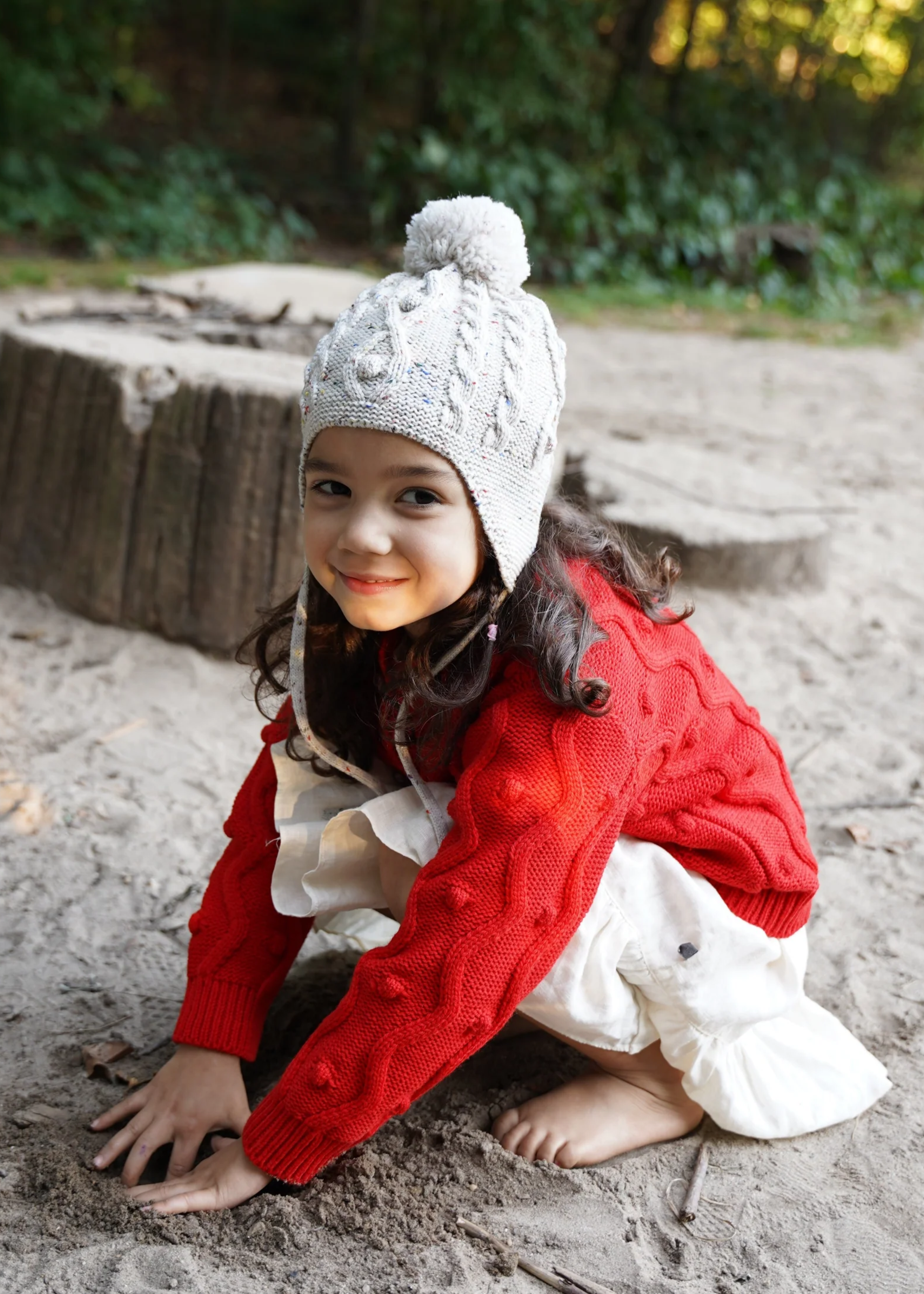 Kids bubble hat, natural speckle