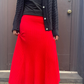 Cashmere flared rib skirt, red