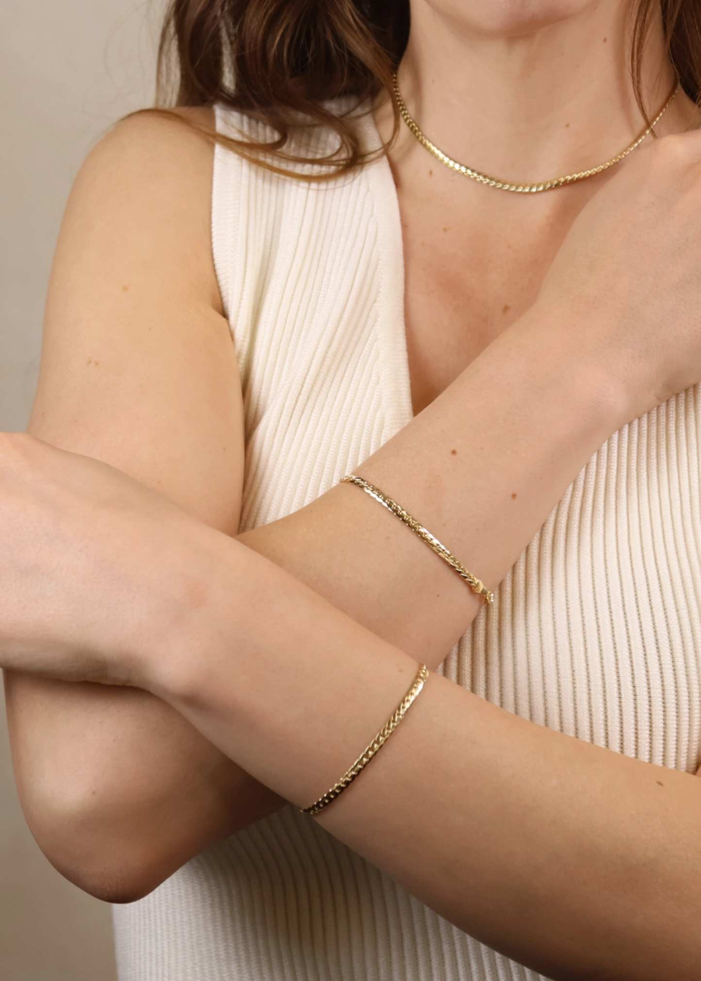 Diamond cut herringbone bracelet