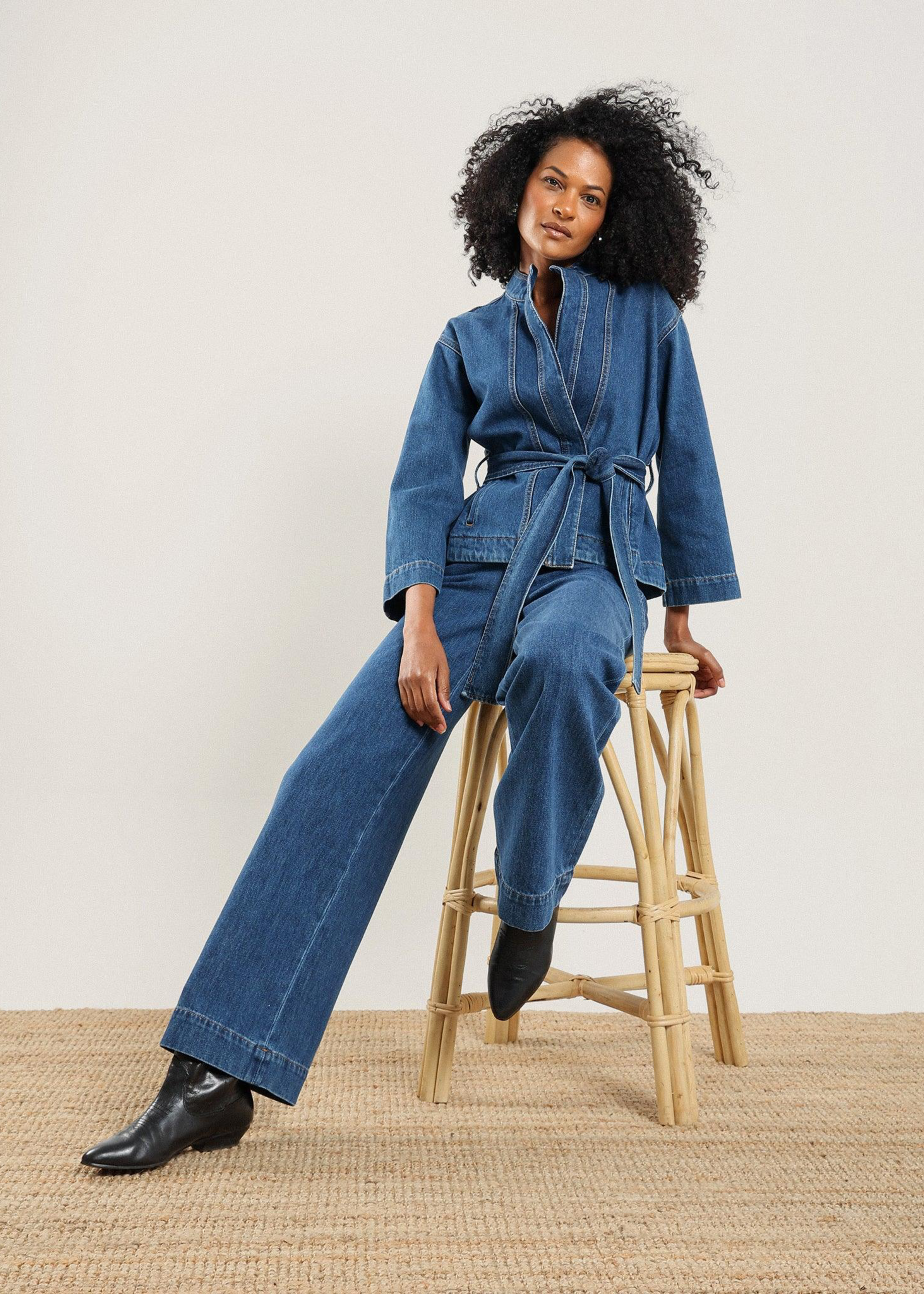 Qamar denim jacket, indigo blue