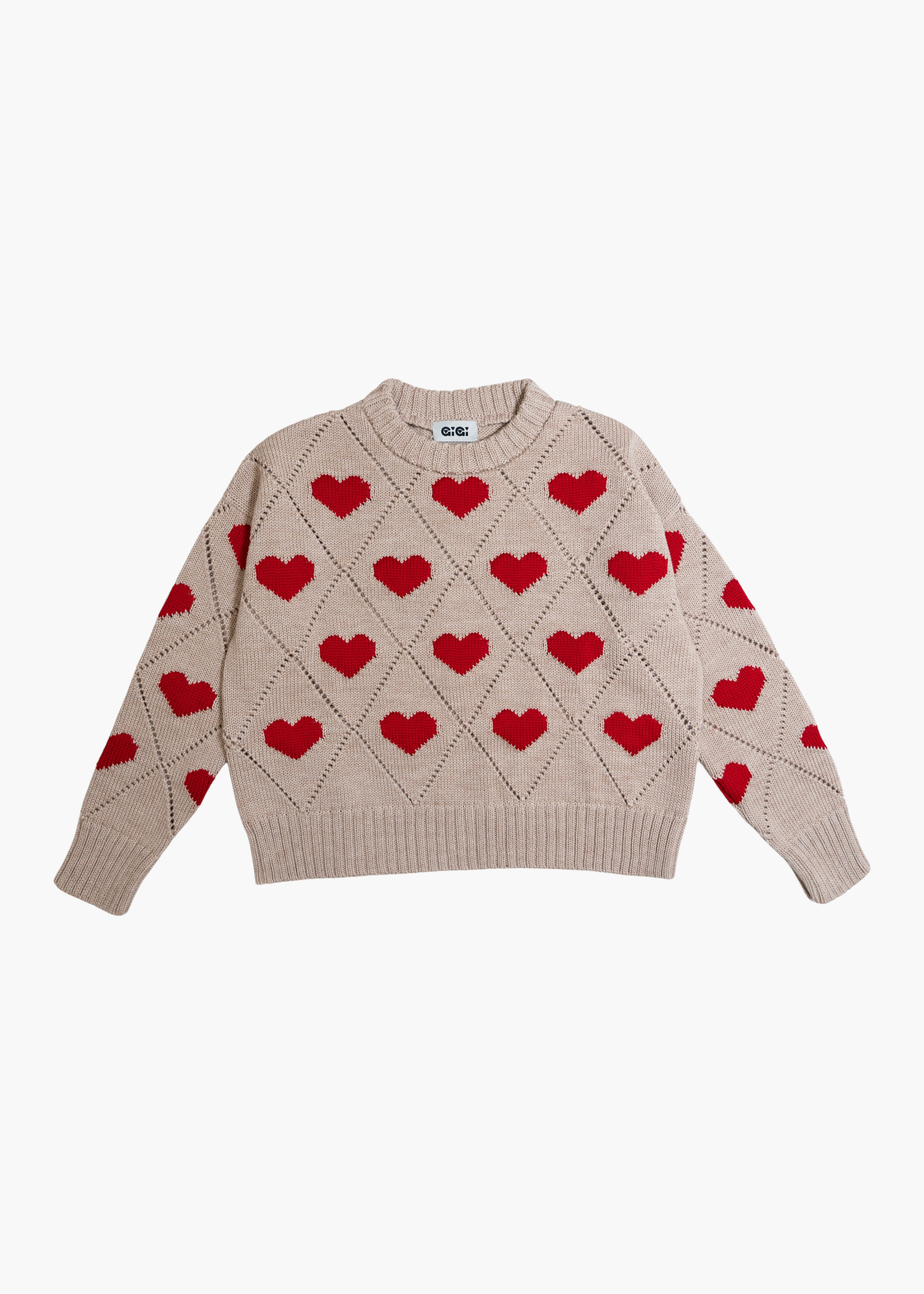 Love sweater, beige/red