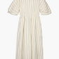 Ellora dress, greige pinstripe