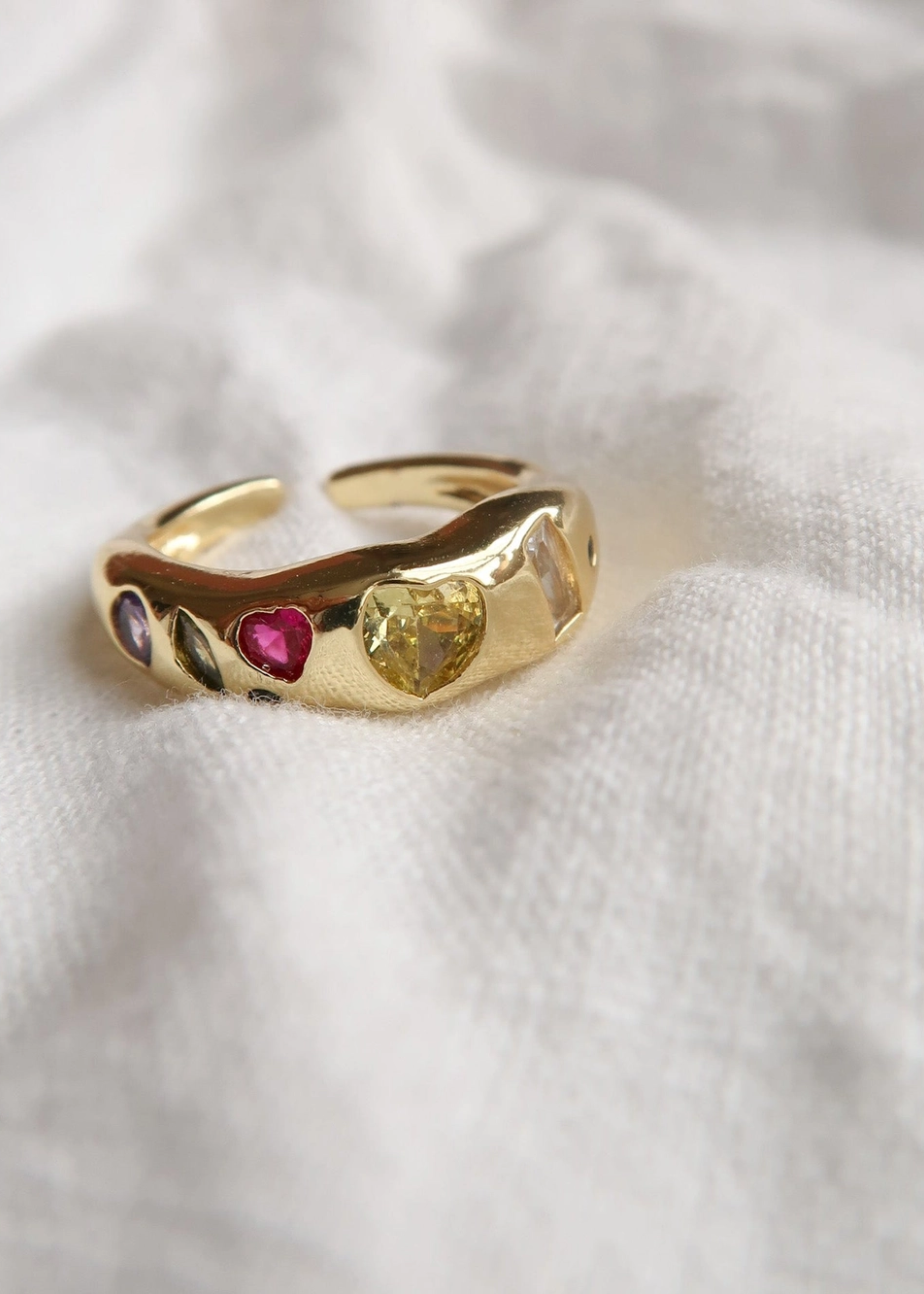 Sea glass mosaic ring