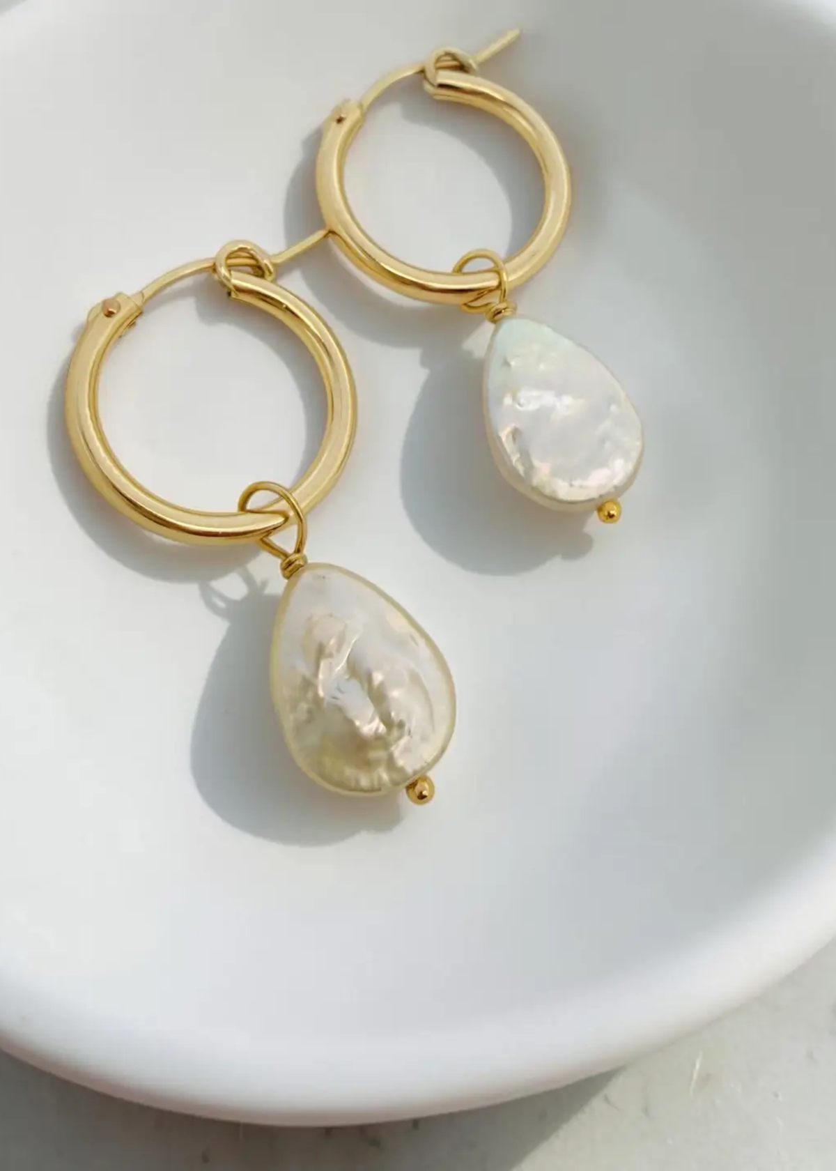 Cove pearl charm hoops