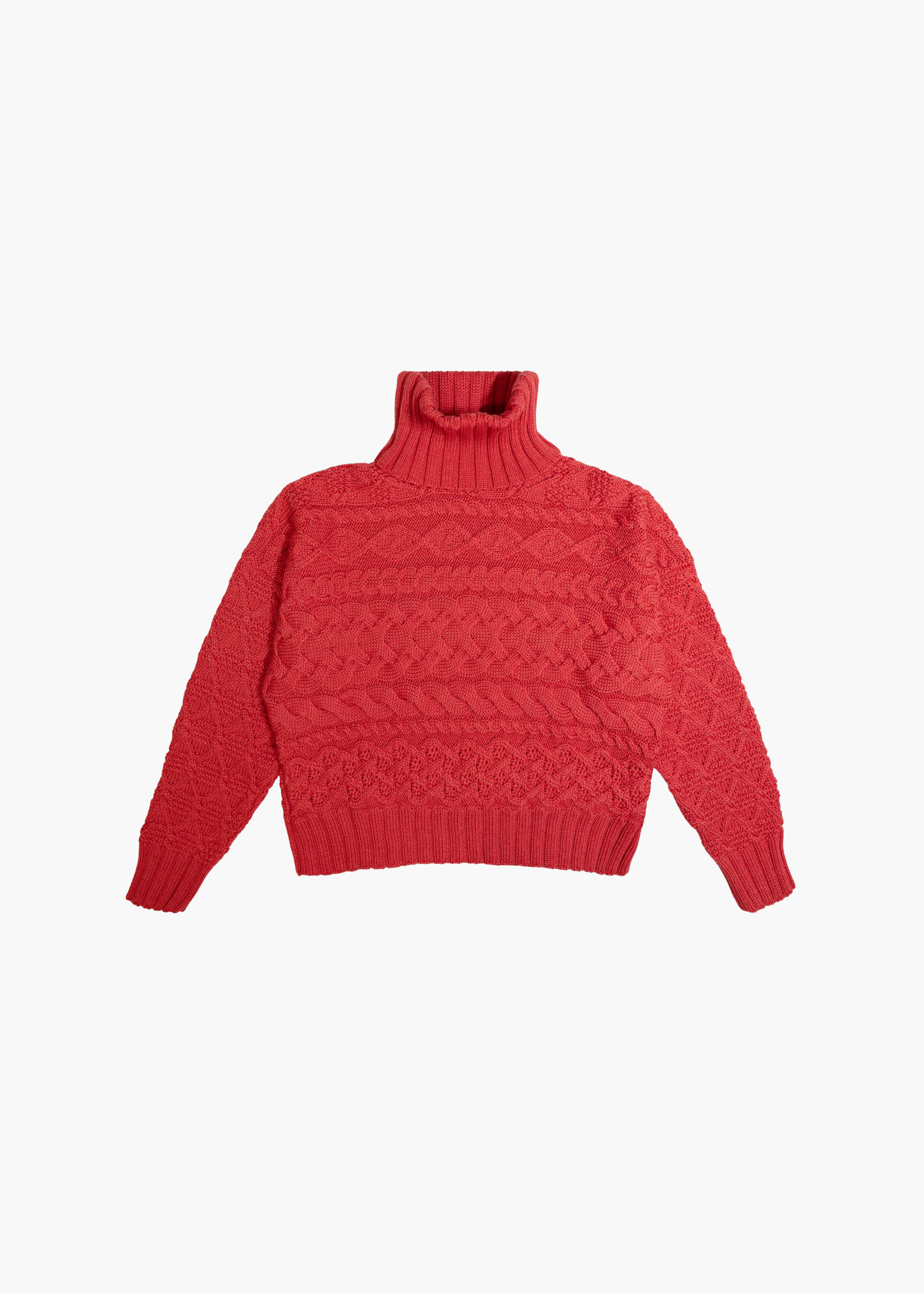 Cable sweater, red