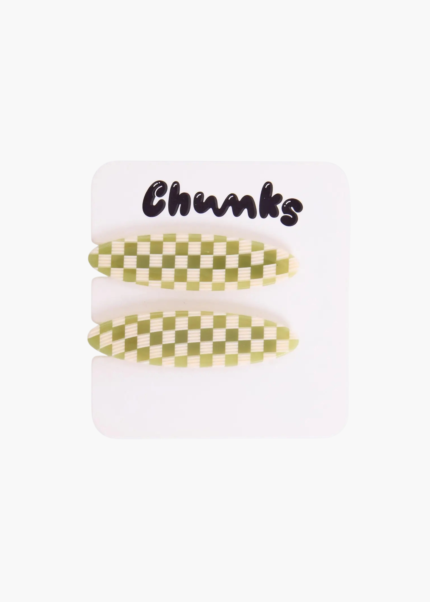 Allie clips, oval olive check