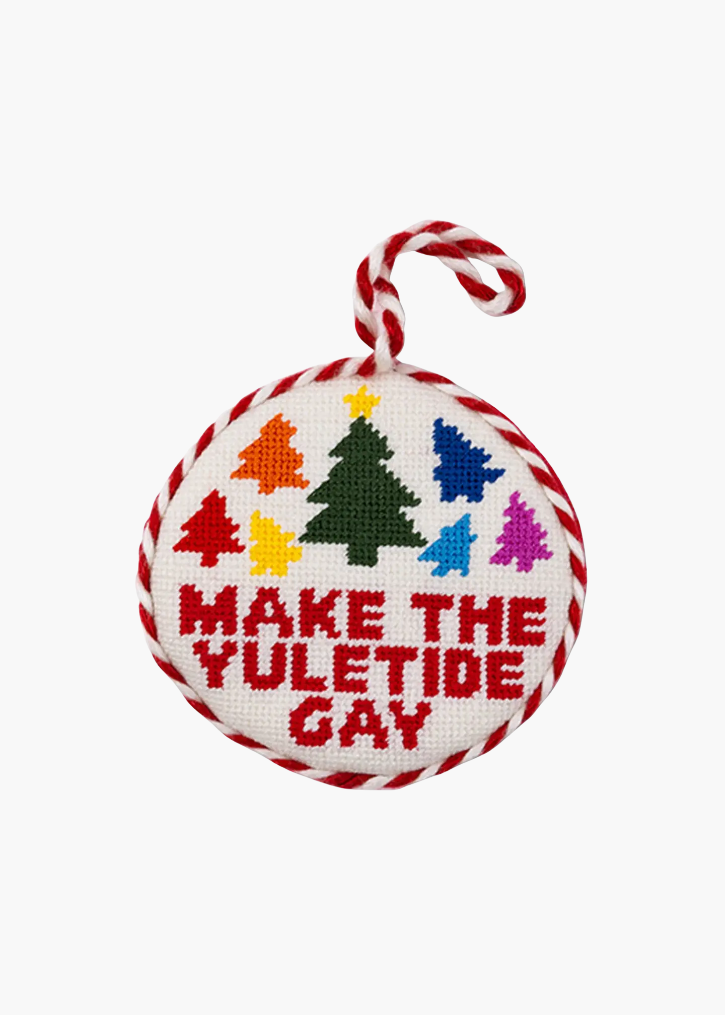 Needlepoint ornament, yuletide gay