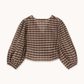 Check v-neck blouse