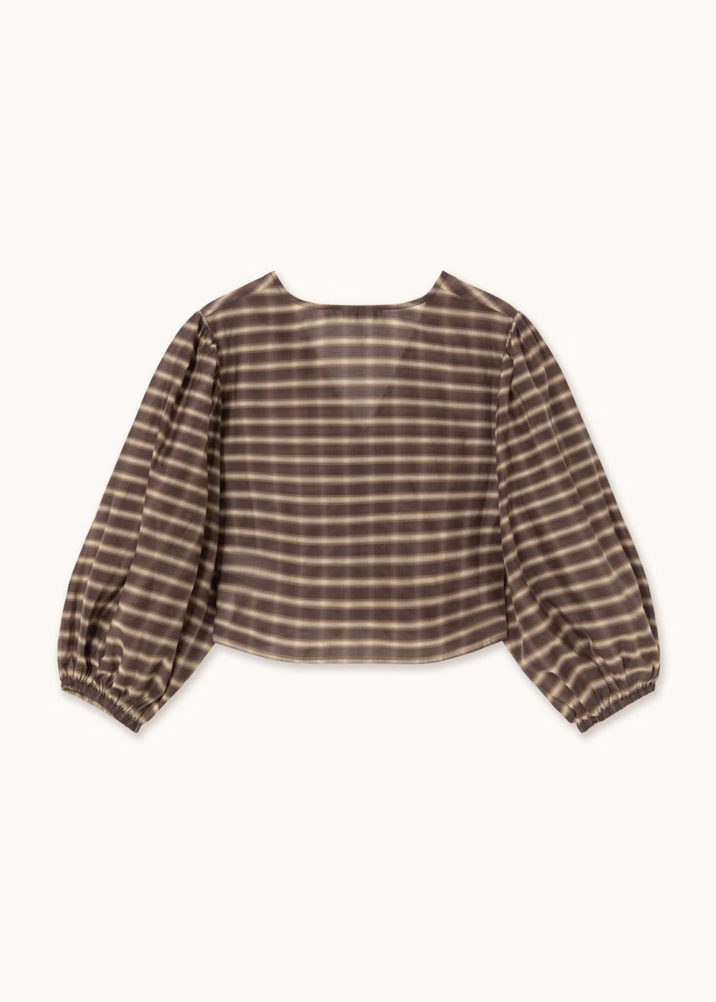 Check v-neck blouse