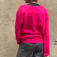 Cashmere brushed v-neck cardigan, hot pink