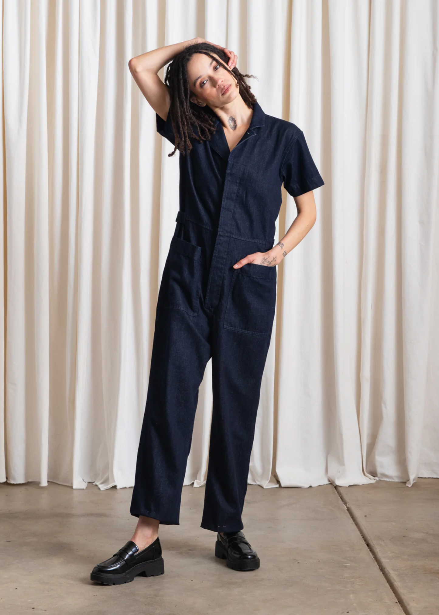 Boiler suit, black denim
