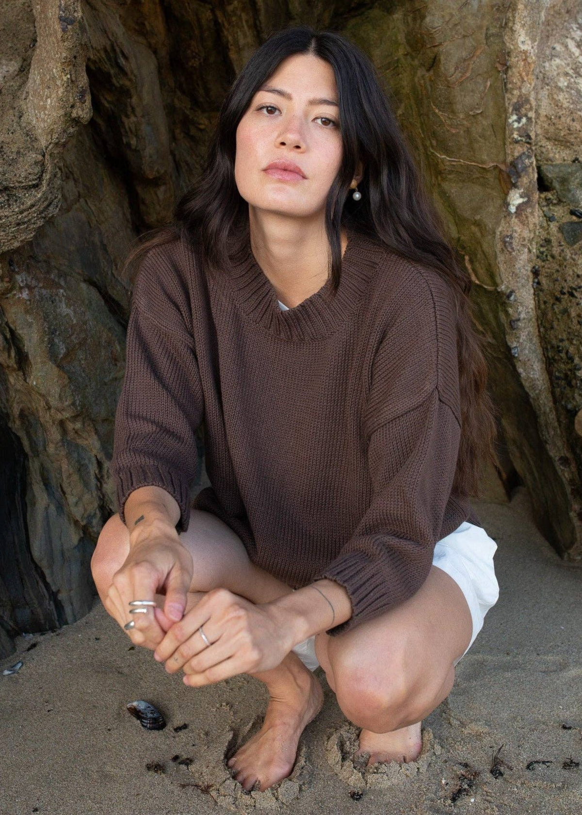 The crop knit, chocolate