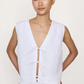 Tie front vest, white linen