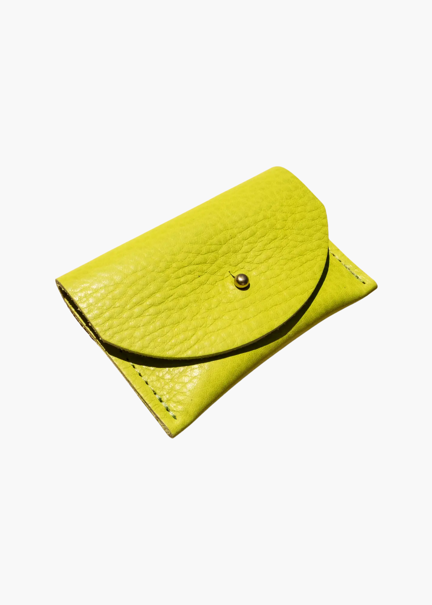 Cardholder, chartreuse leather