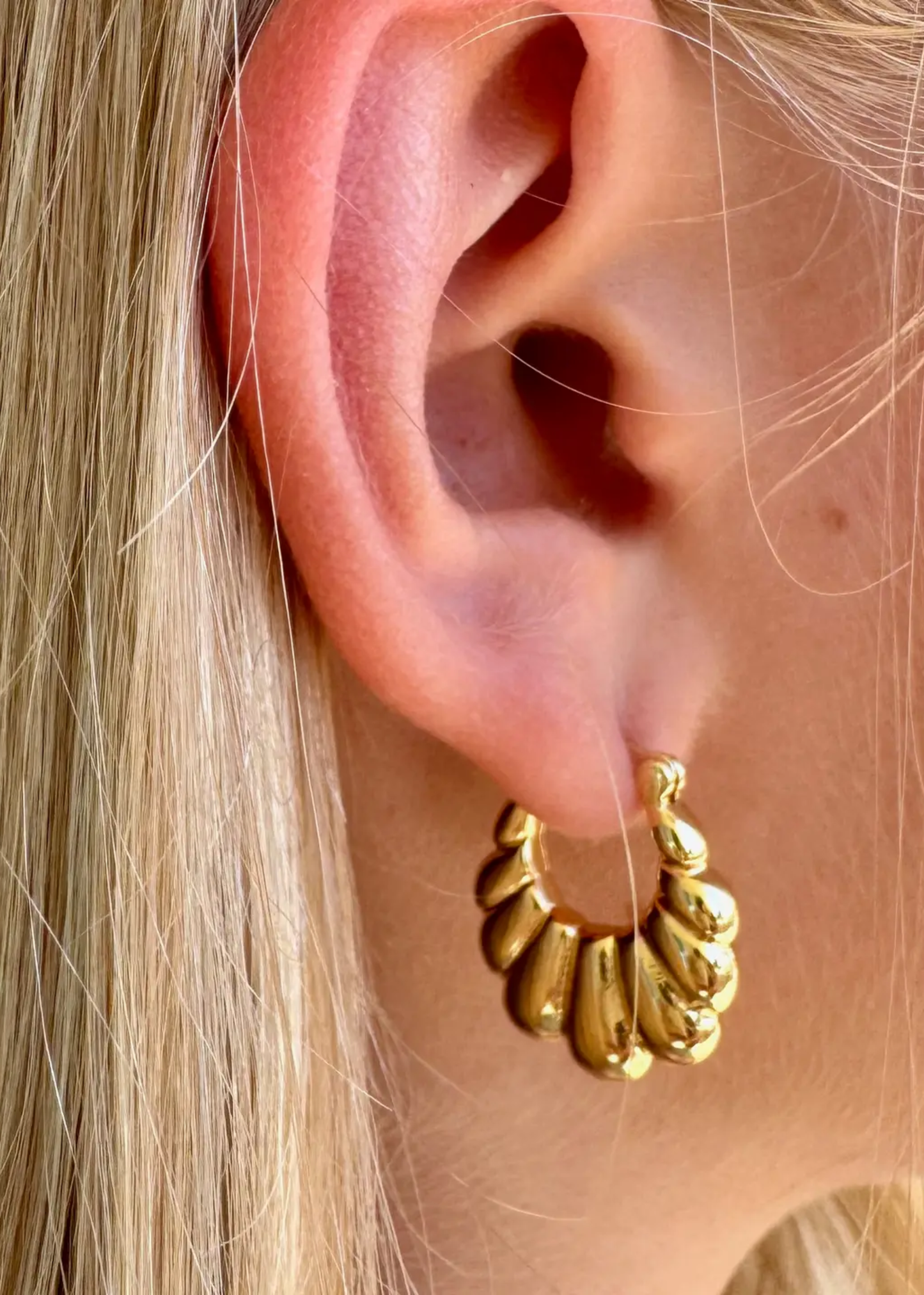 Honey croissant hoop earrings