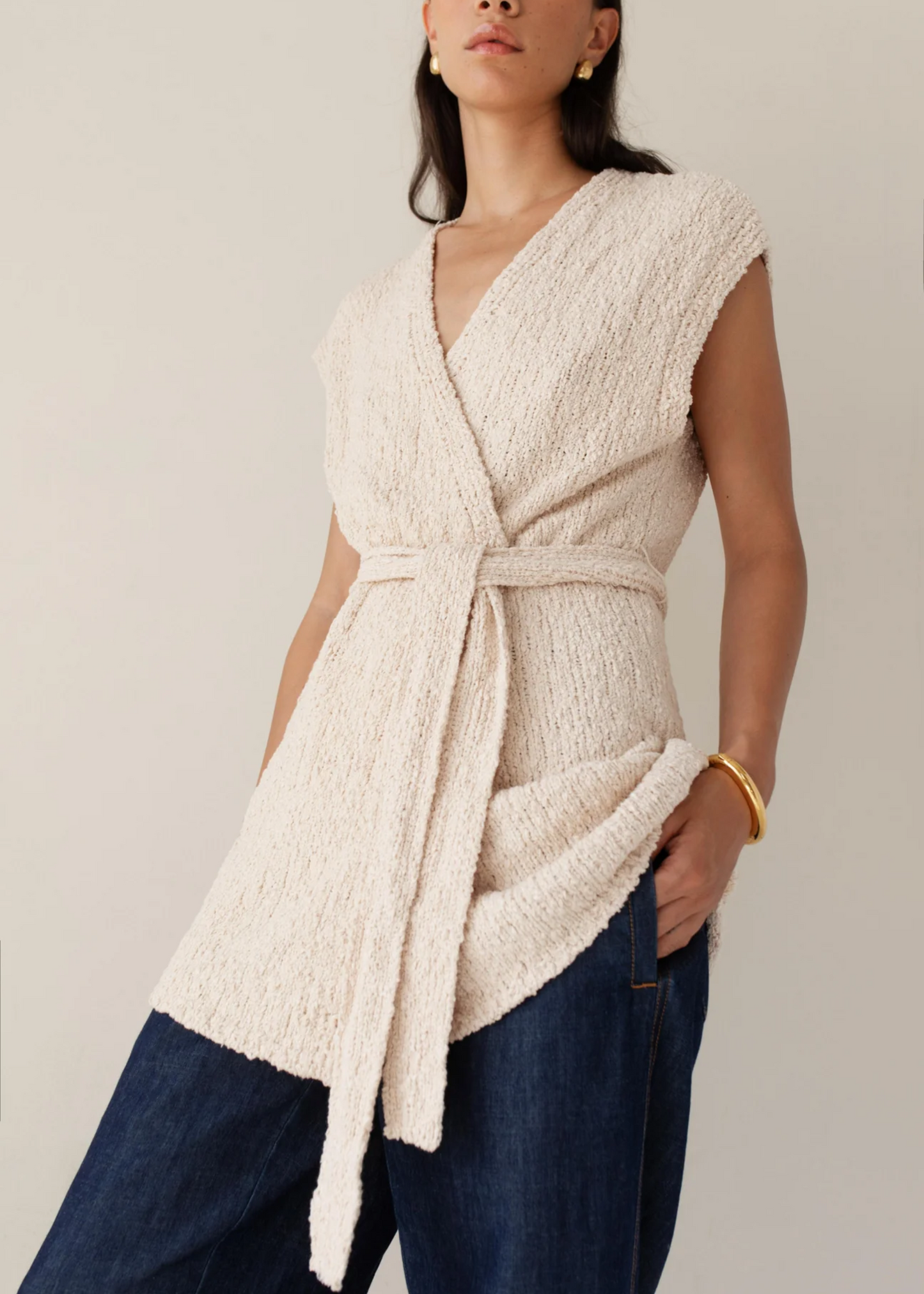Pearl belted vest