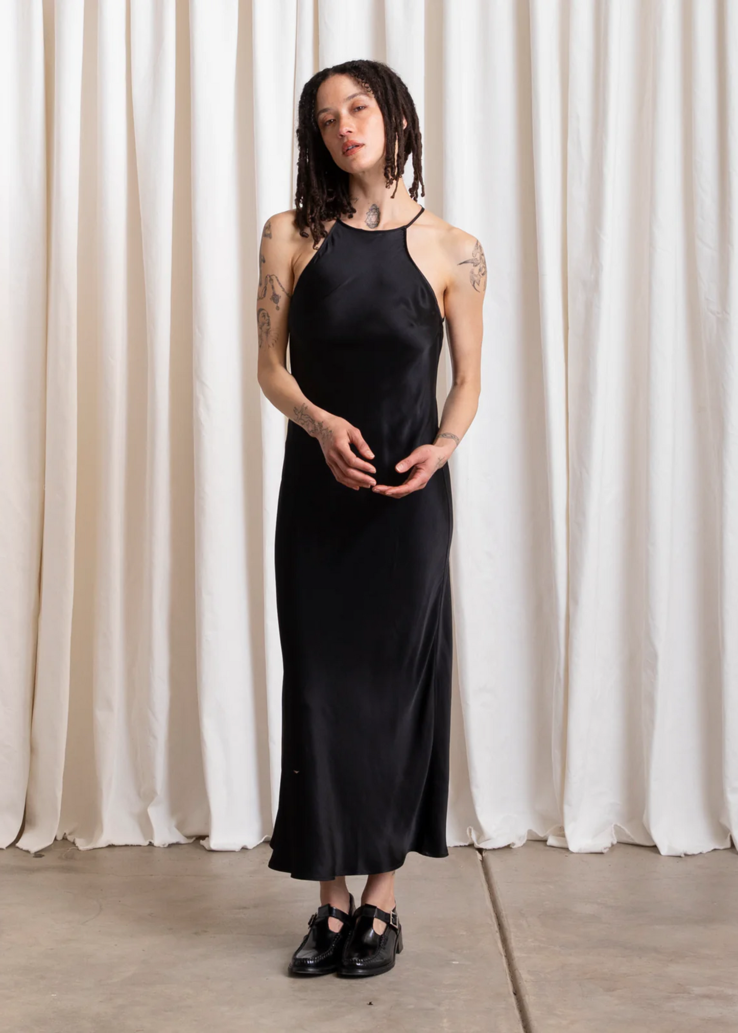 High neck bias dress