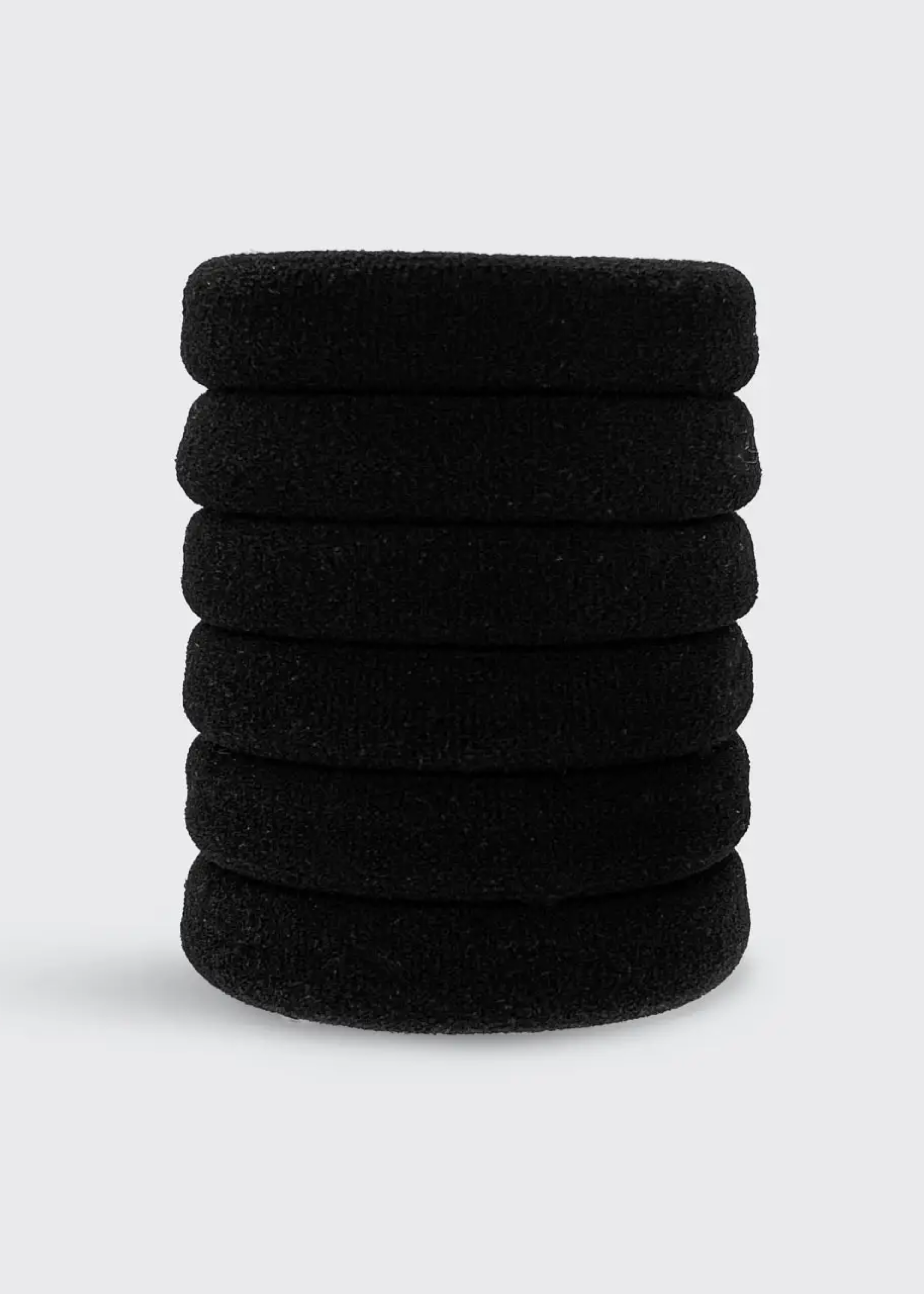 Recycled thick hair elastics 6pc set, black