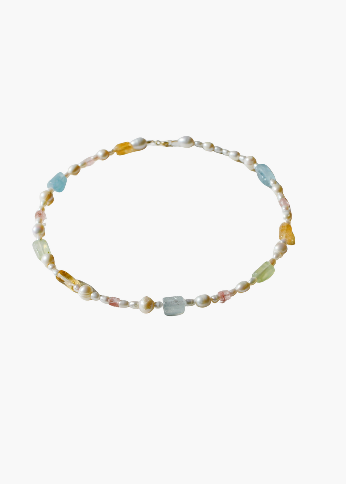 Raw stone pearl necklace