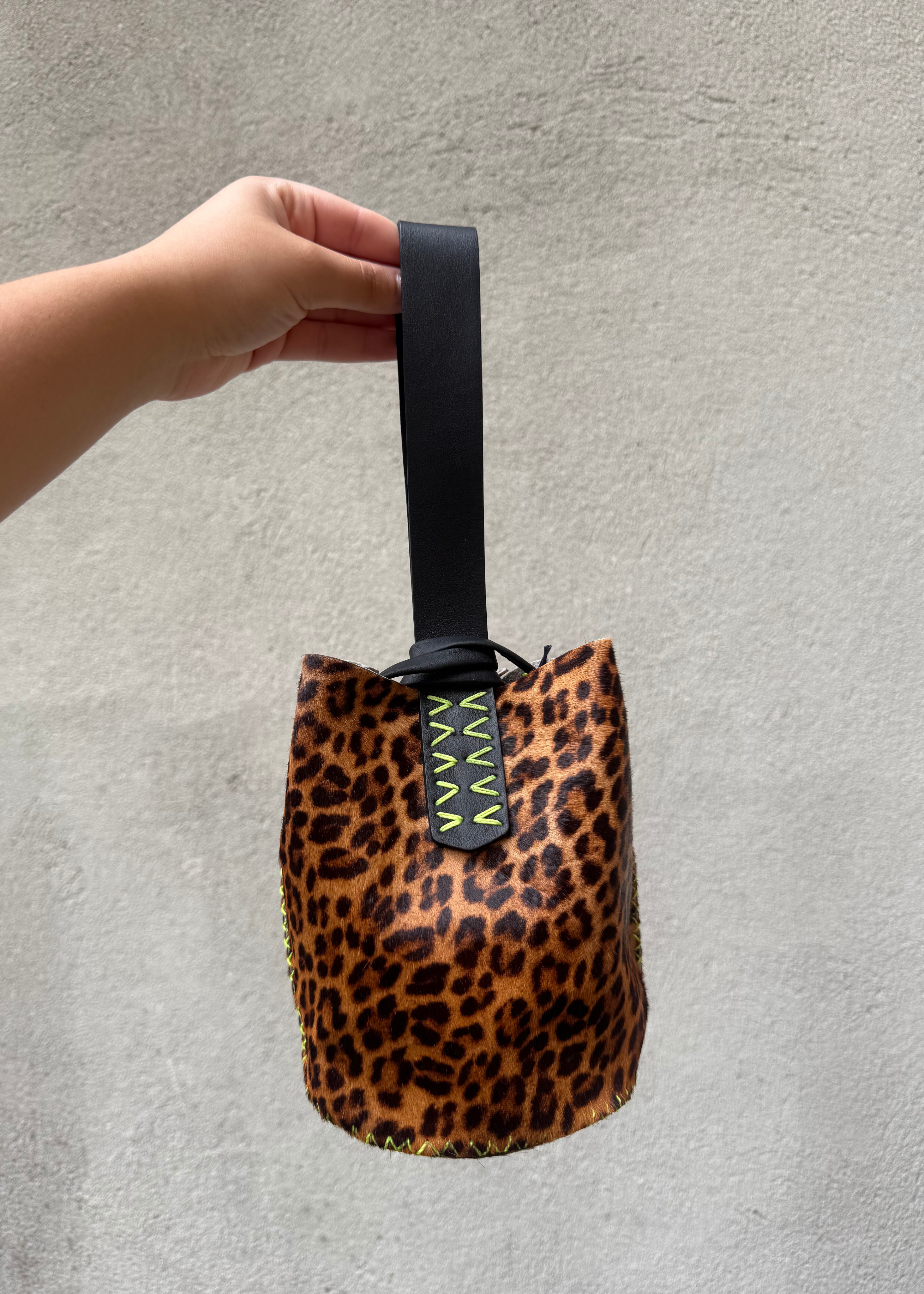 Navigli bag, dark cheetah calfskin