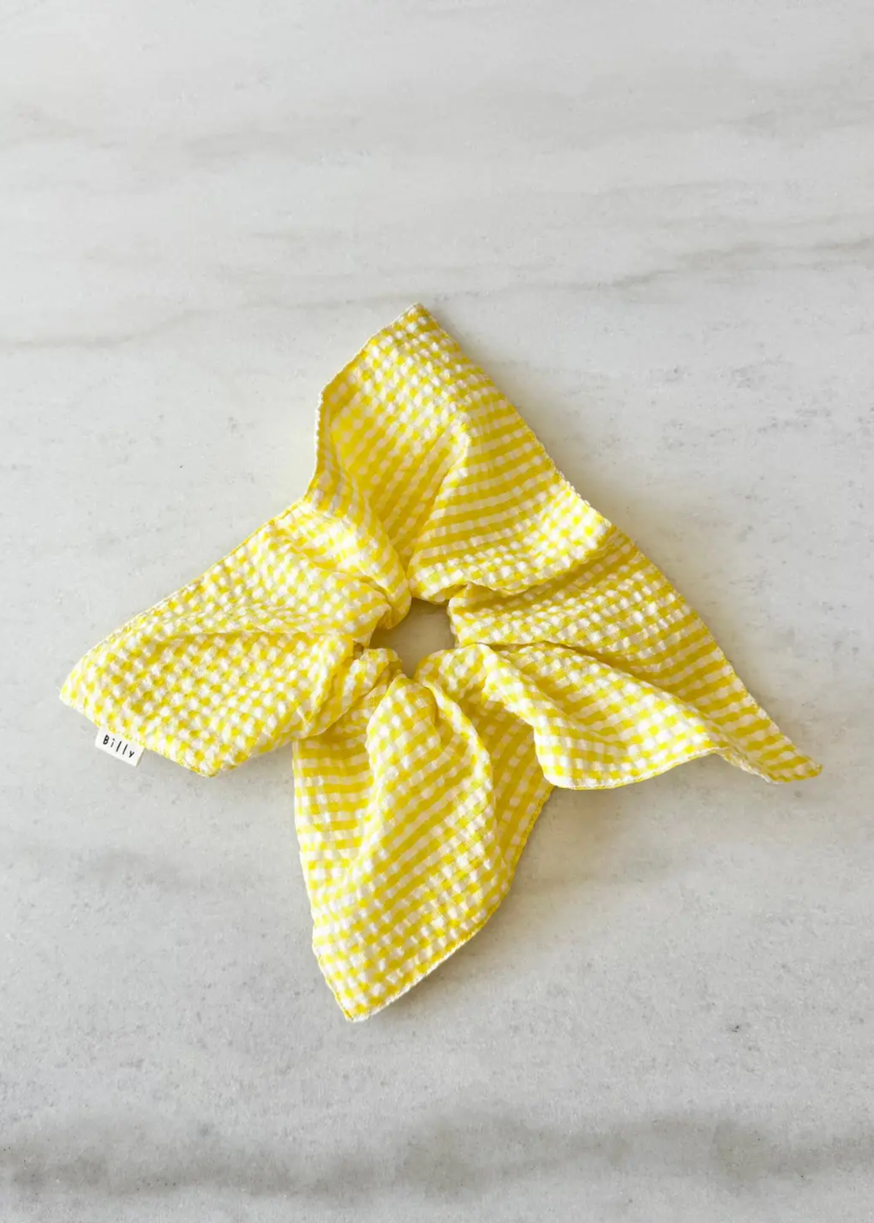 Mini gingham diamond scrunchy, yellow
