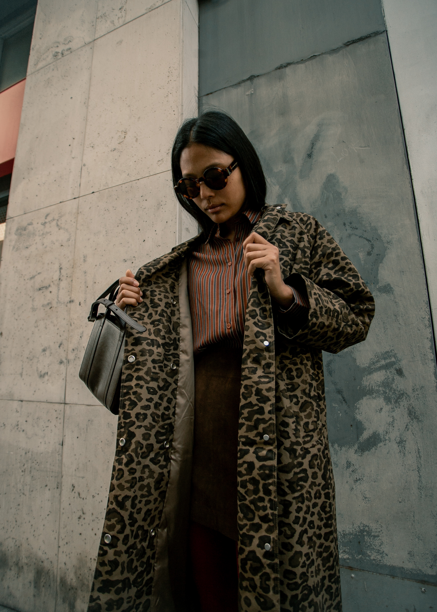 Animal print trench