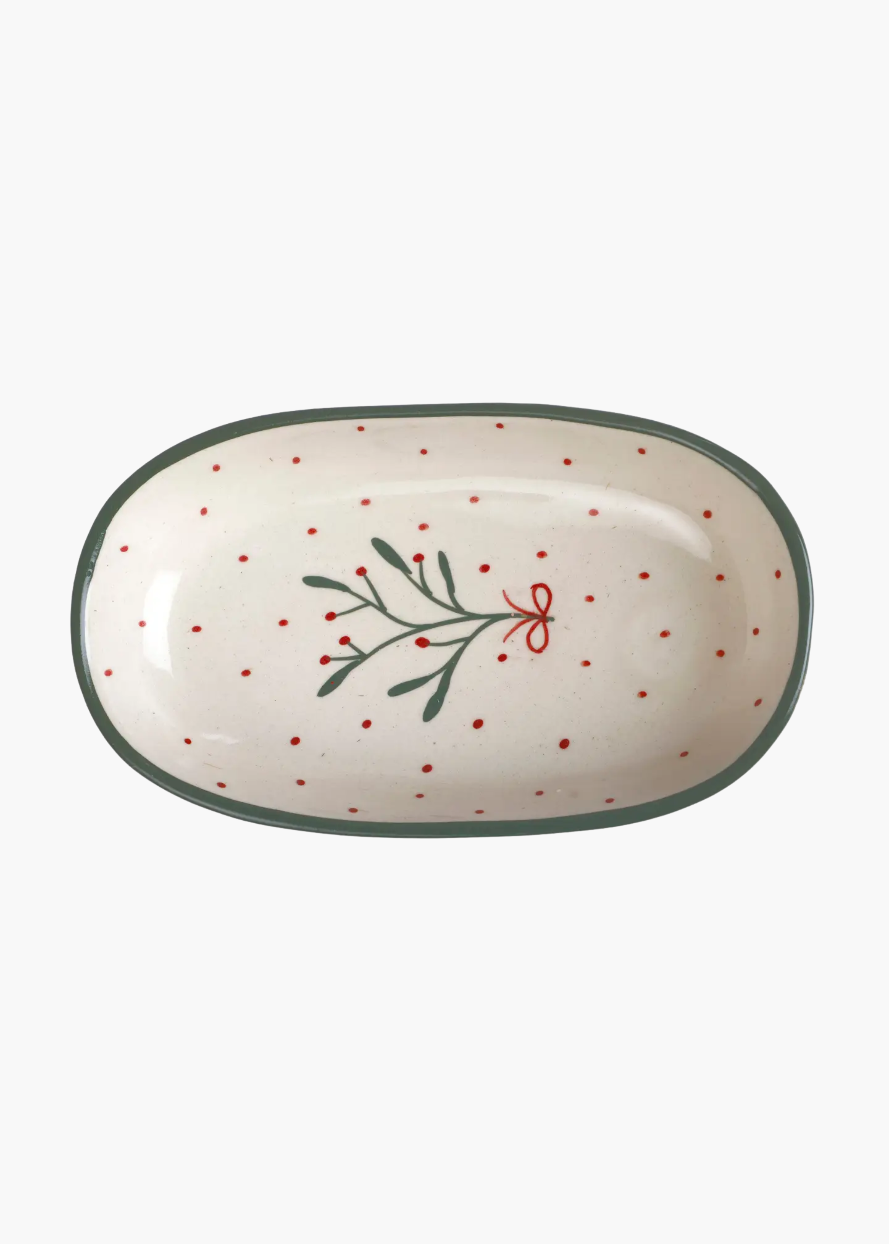 Ceramic serving bowl, mistletoe