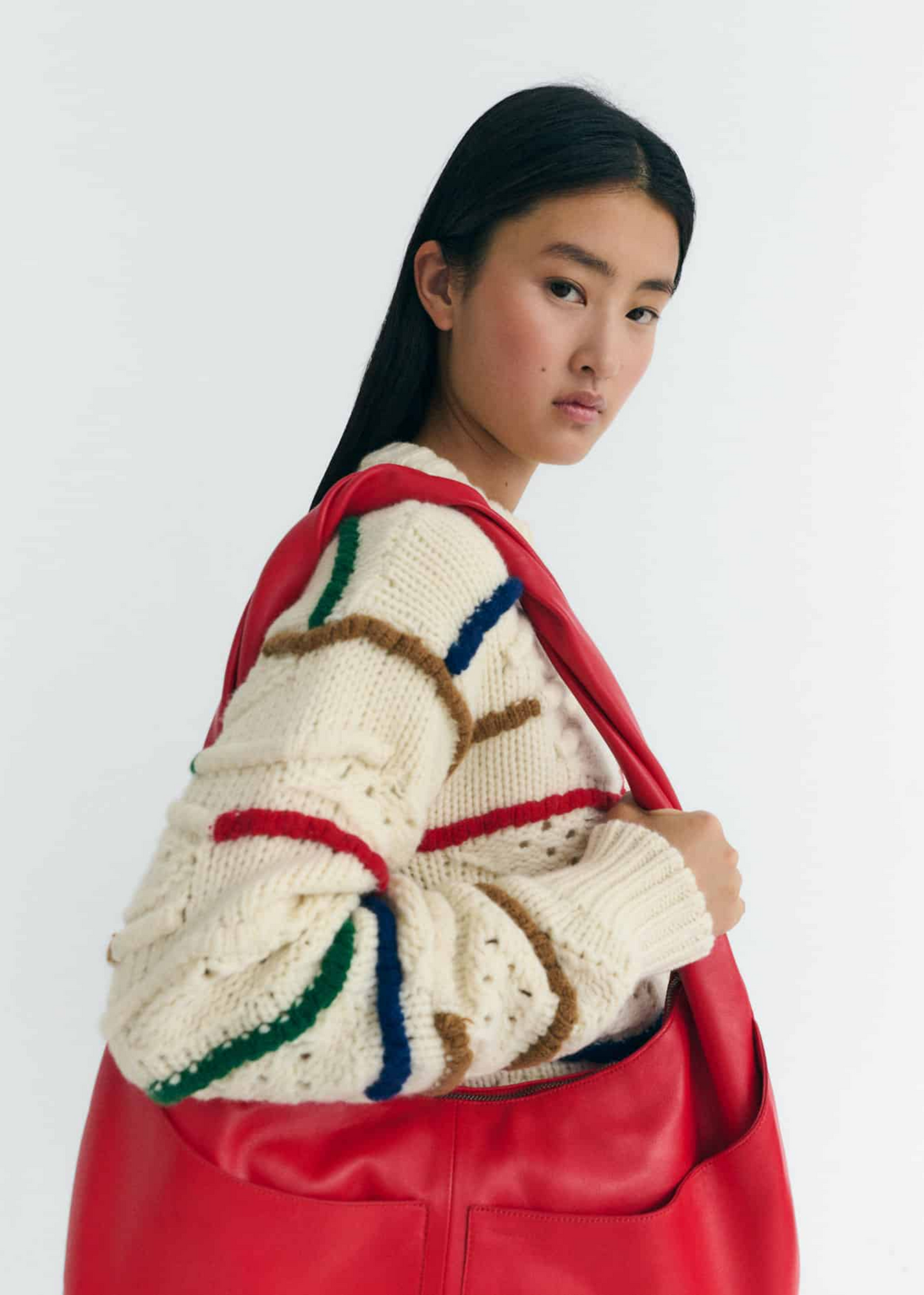 Macrame candela knitted sweater, multicolor