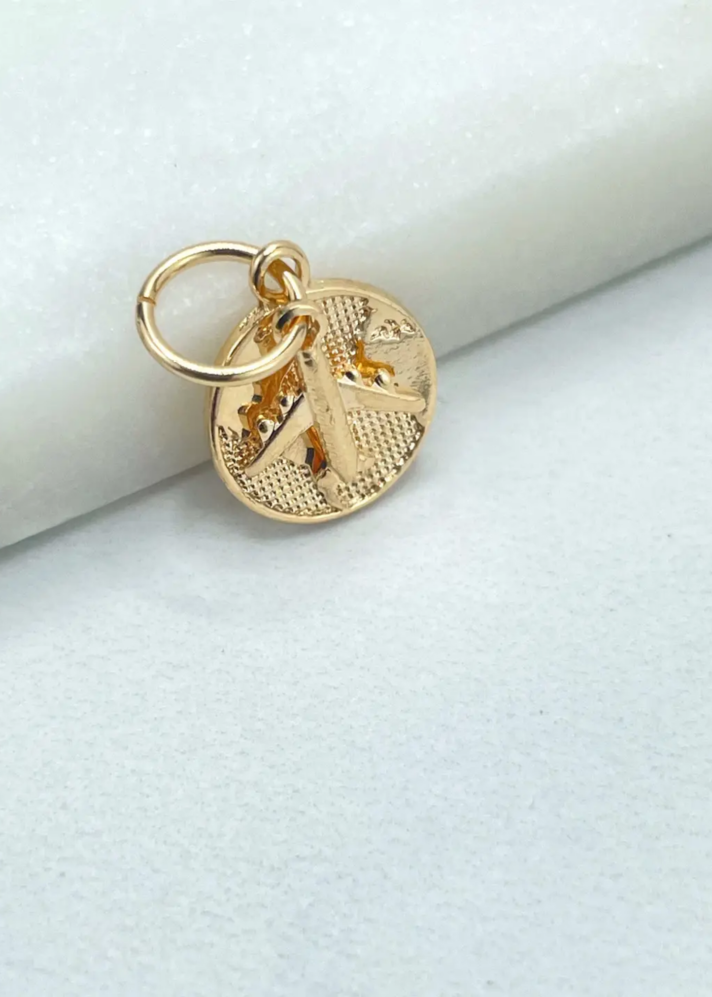 Airplane & Earth globe charm
