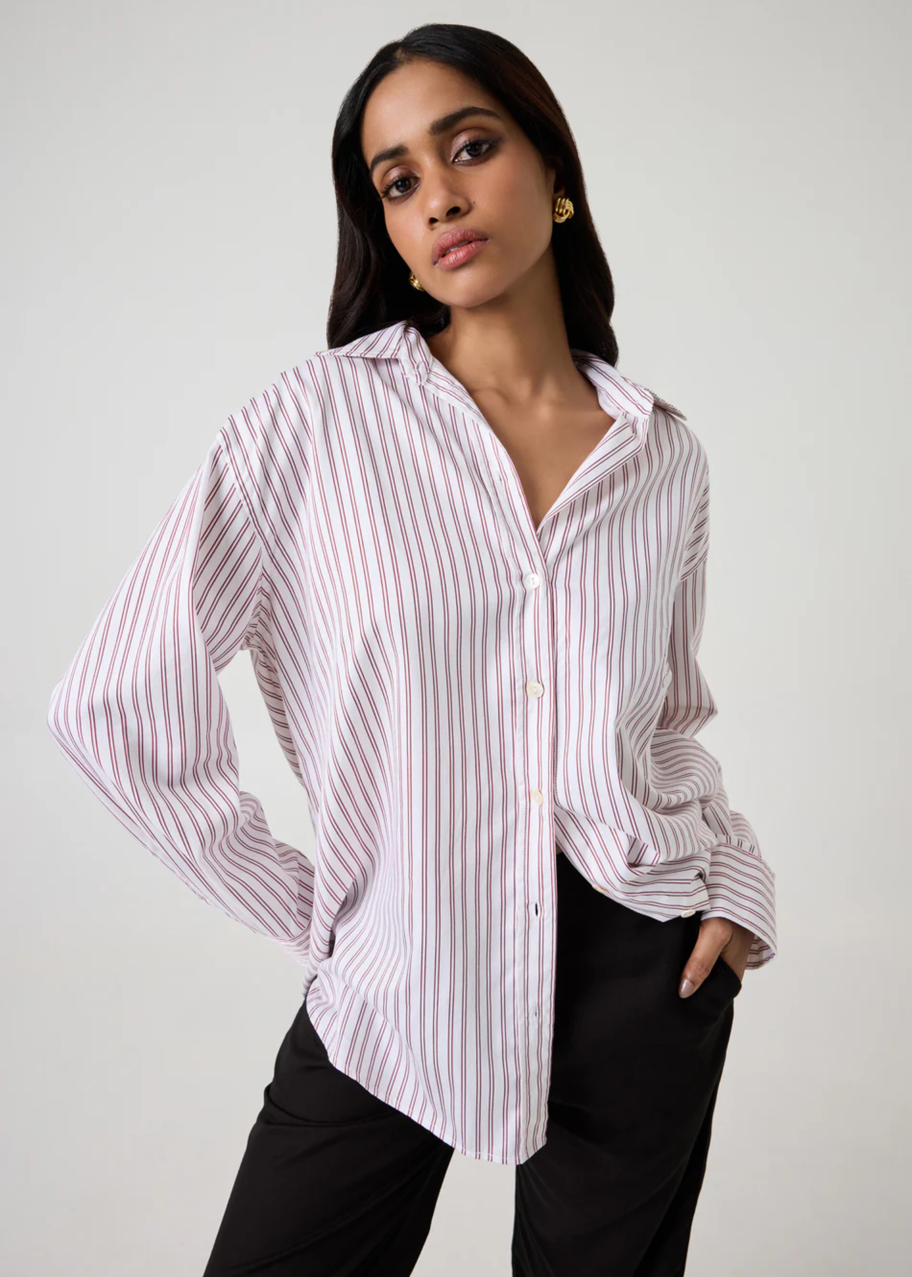 Ravenna shirt, burgundy stripe