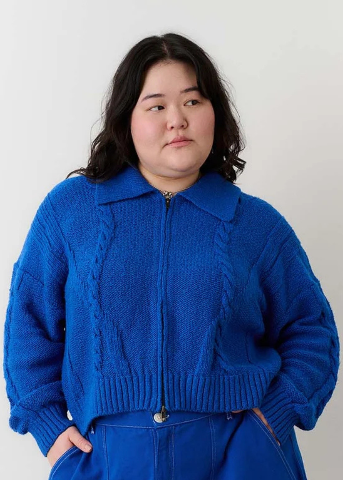 Grace zip cardigan, blue