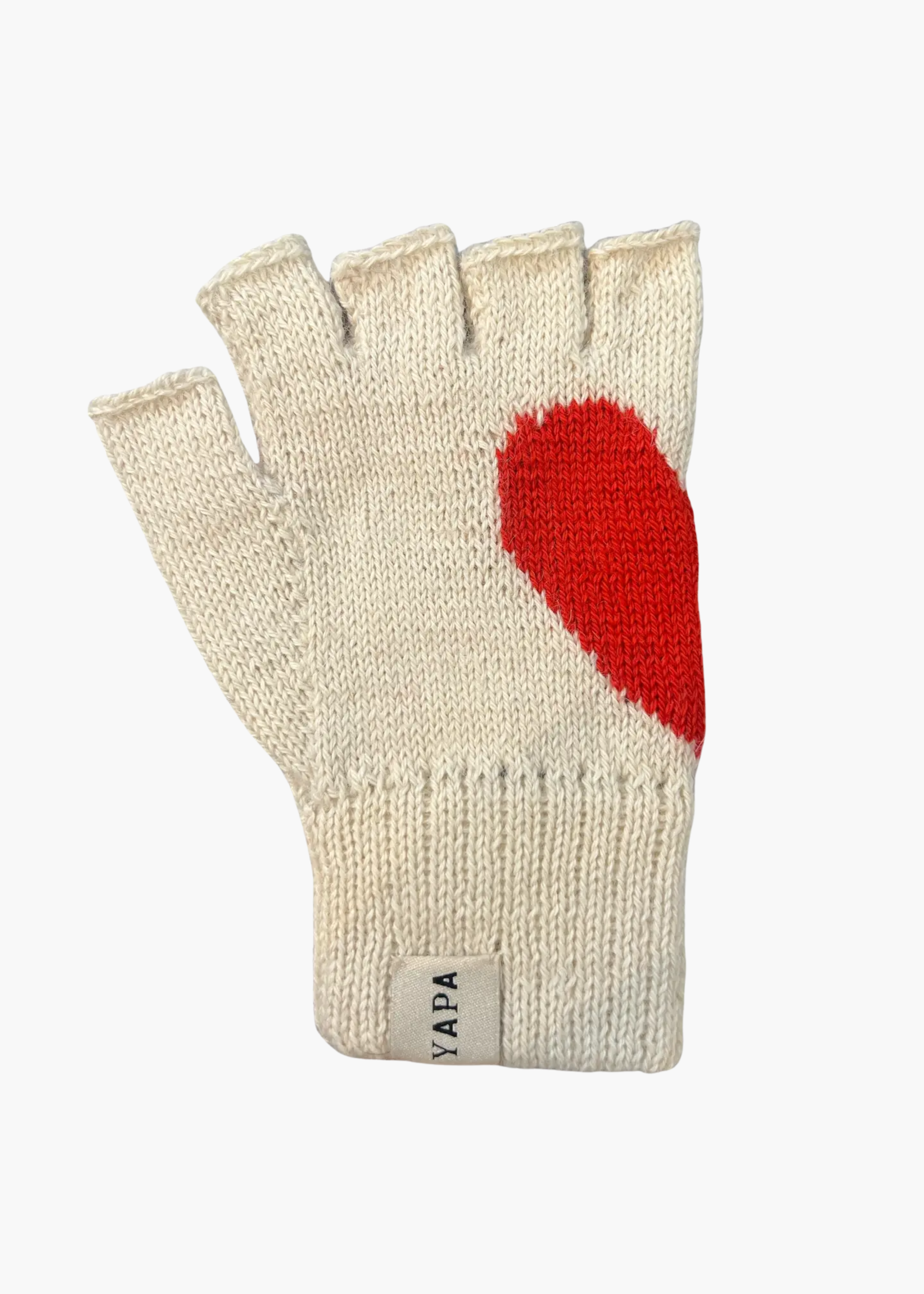 Alpaca fingerless gloves, cream